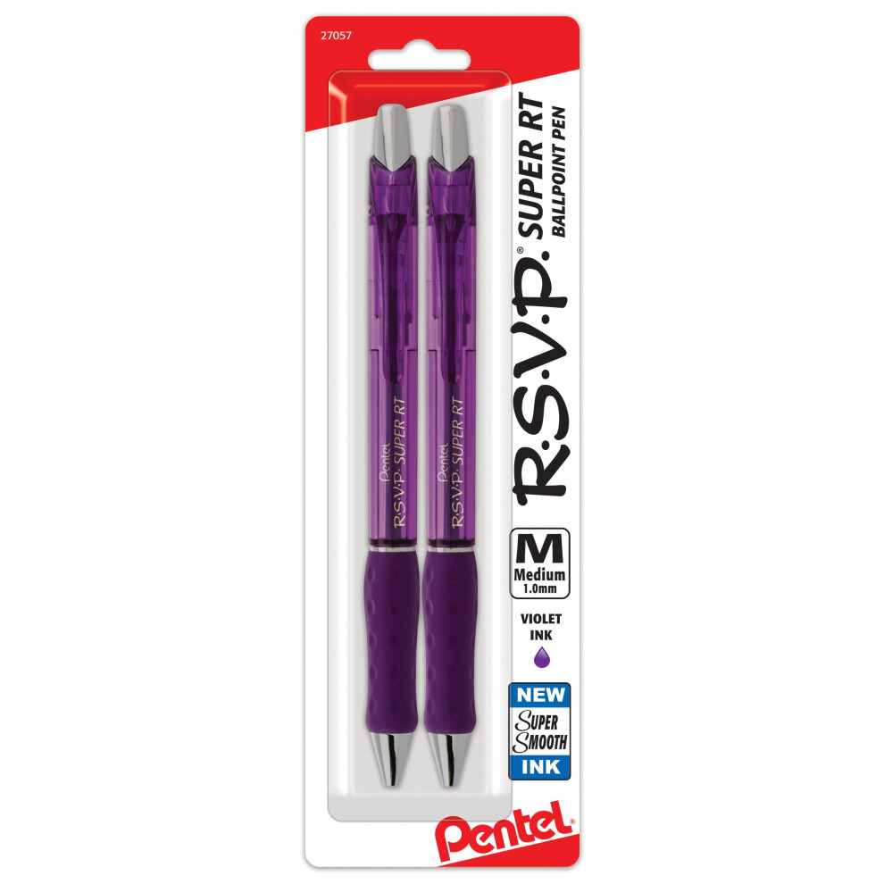 Pentel RSVP Super RT Ballpoint Pen  (1.0mm) Medium Line  Violet Ink  2