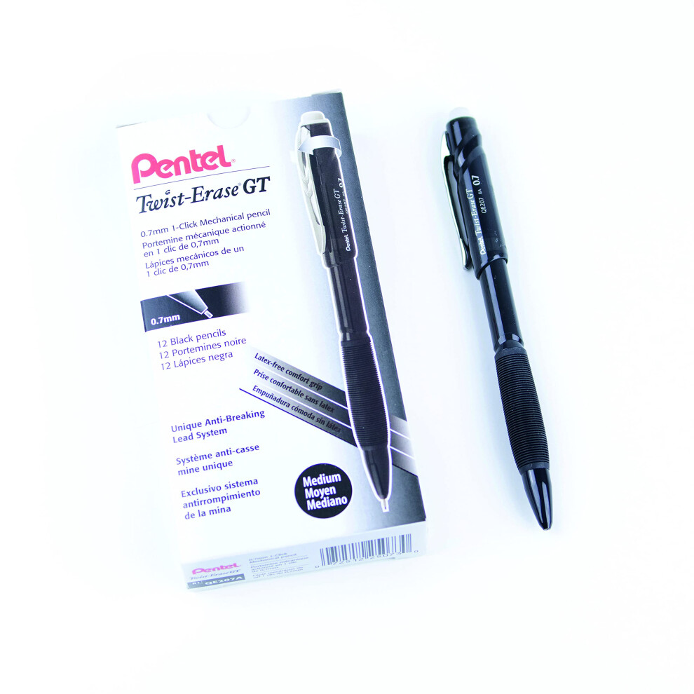 Pentel Twist-Erase GT  0.7mm  Mechanical Pencil Transparent Black  Box