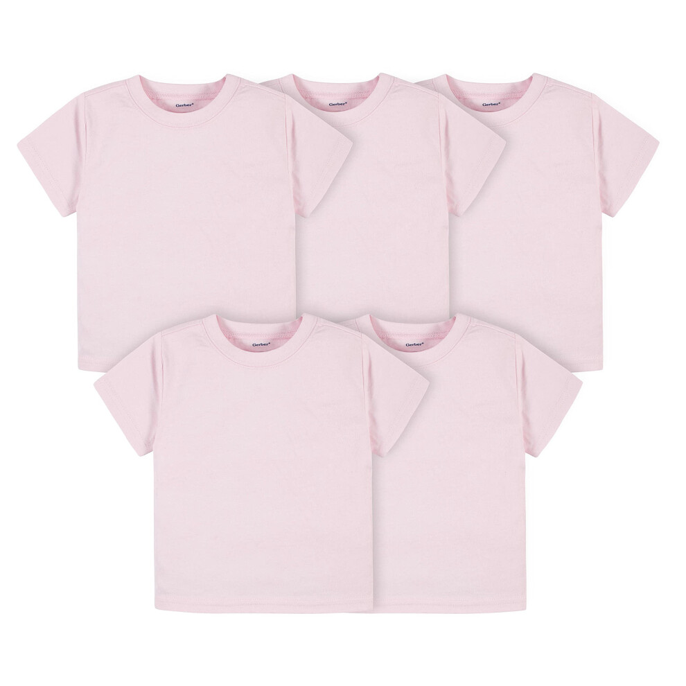 gerber Baby Toddler 5-Pack Solid Short Sleeve T-Shirts Jersey 160 gSM