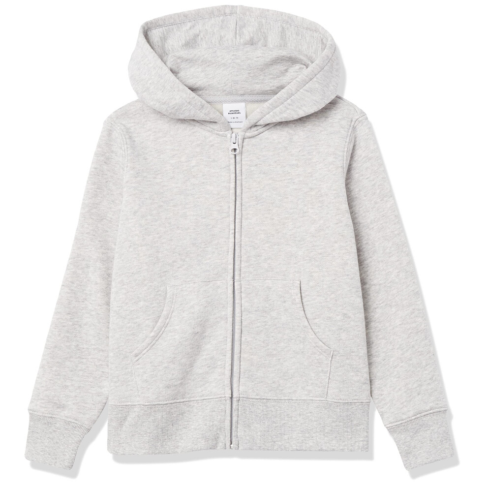 Amazon Essentials Girls' Fleece Zip-Up Hoodie Sweatshirt  Light Grey H