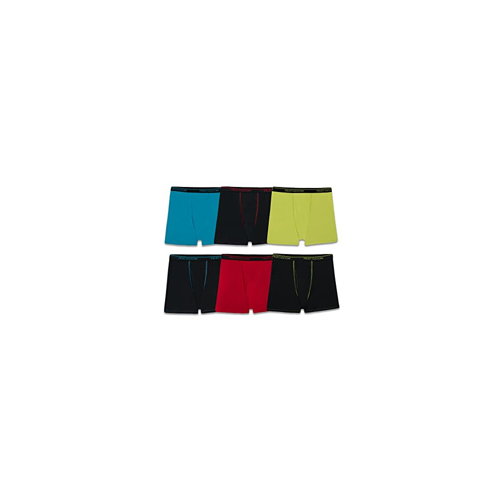 Fruit of the Loom 360 Boxer Briefs  Boys-6 Pack-Micro Stretch-Black/Ye