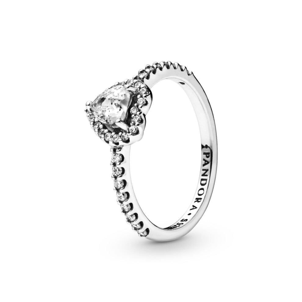 PANDORA Jewelry Elevated Heart cubic Zirconia Ring in Sterling Silver