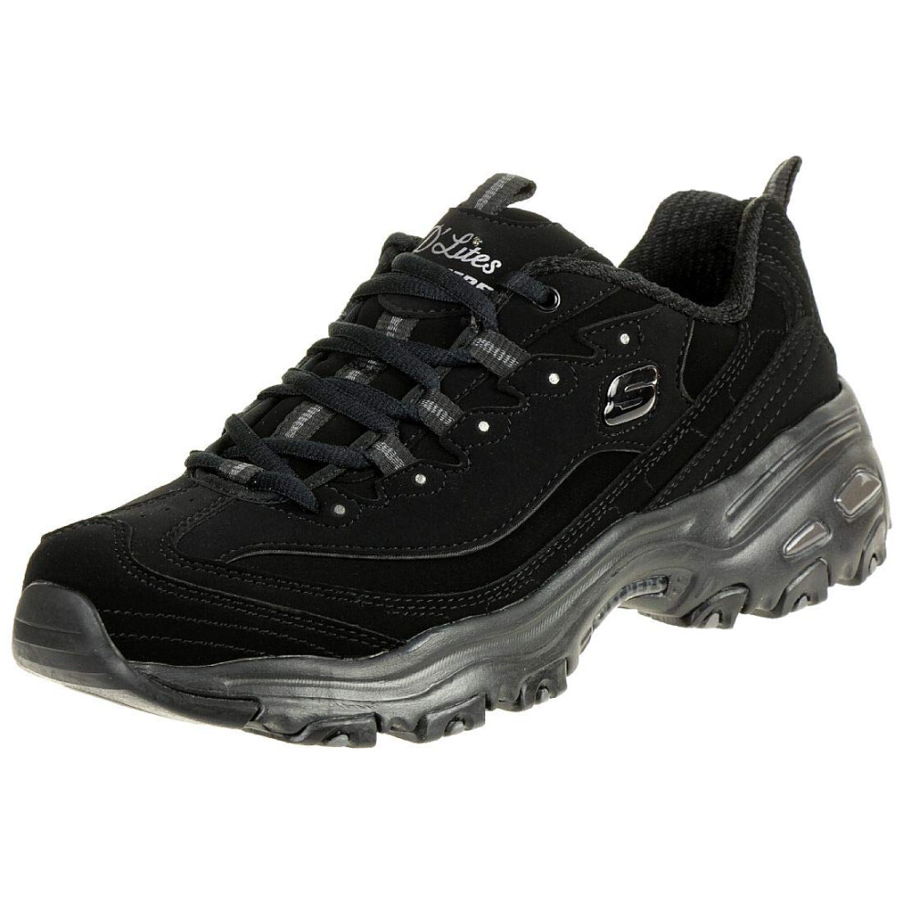 Skechers Sport Women's Dlites-play On Memory Foam Lace-up Sneaker Blac