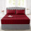 (Red, Double: 137 x 191 CM.) Luxury Stripe 40CM Fitted Sheet Hotel Bed Sheets 1