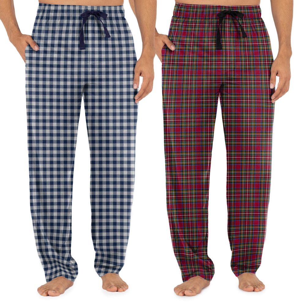 Fruit of the Loom mens Woven Sleep Pant Pajama Bottom  Blue PlaidRed P