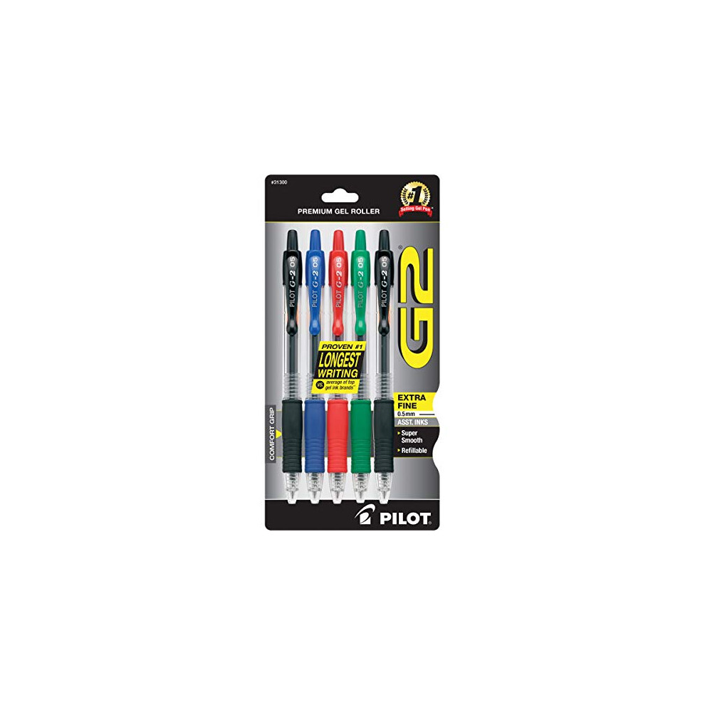 Pilot  G2 Premium Gel Roller Pens  Extra Fine Point 0.5 mm  Pack of 5