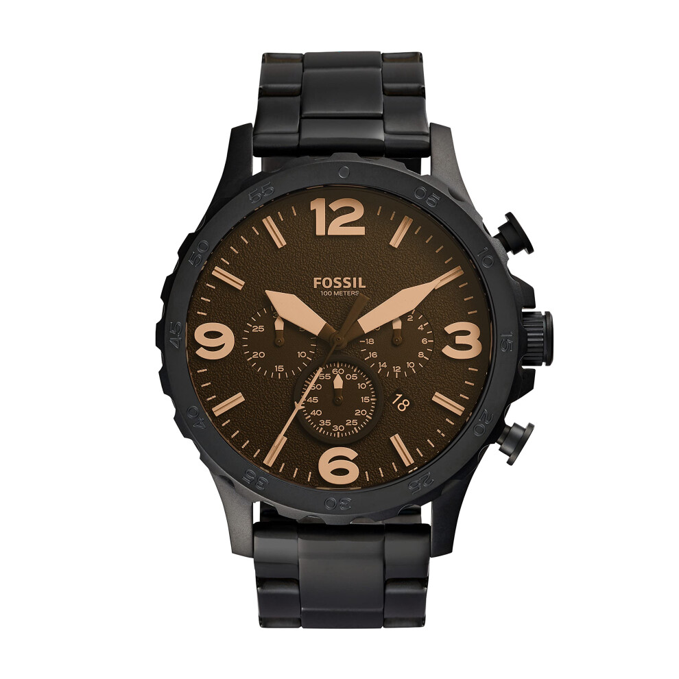 Fossil Mens Nate Quartz Stainless Steel chronograph Watch  color: Blac