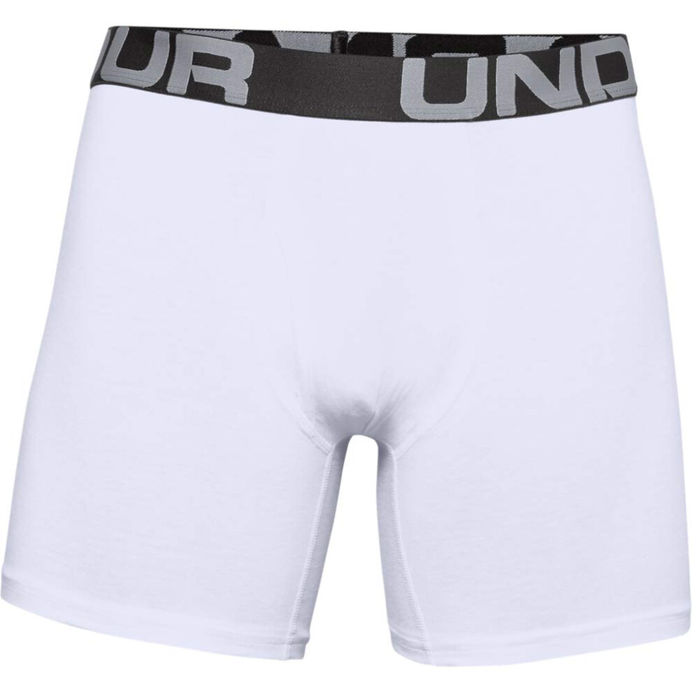 Under Armour mens Charged Cotton 6-inch Boxerjock 3-Pack   White (100)