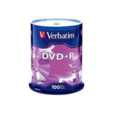 Dischi DVD+R Verbatim da 4,7 GB 16x mandrino 100/confezione
