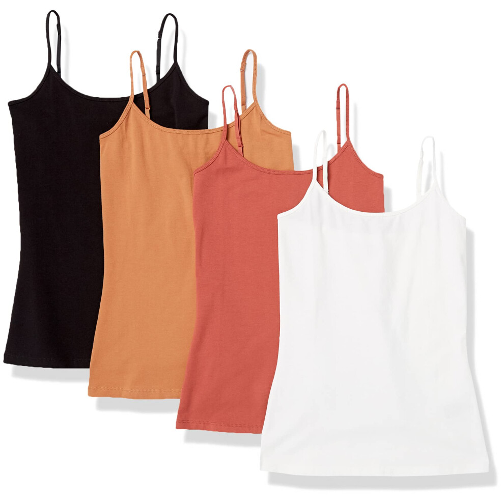 Amazon Essentials Women's Slim-Fit Camisole  Pack of 4  Caramel/Terrac