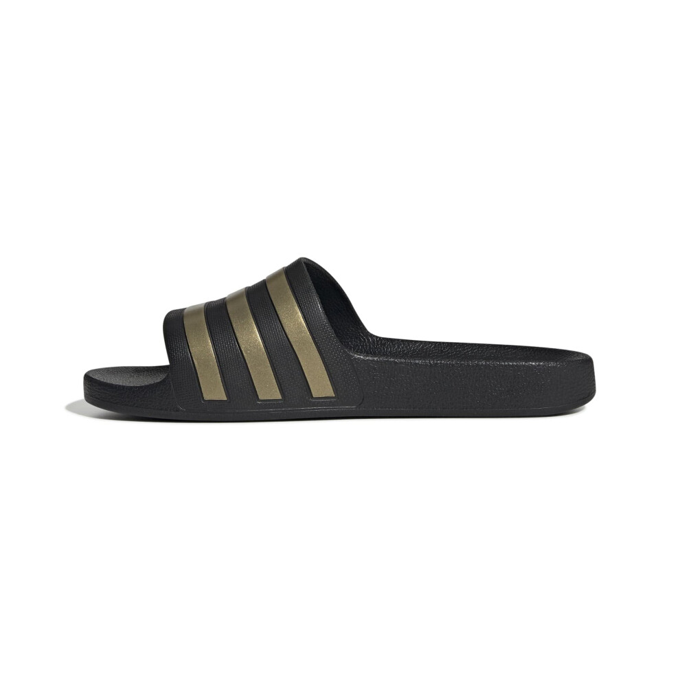 adidas Unisex Adilette Aqua Slide Sandal  Core Black Gold Metallic Cor