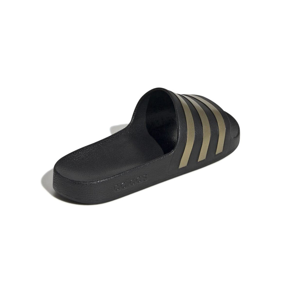 adidas Unisex Adilette Aqua Slide Sandal  Core Black Gold Metallic Cor