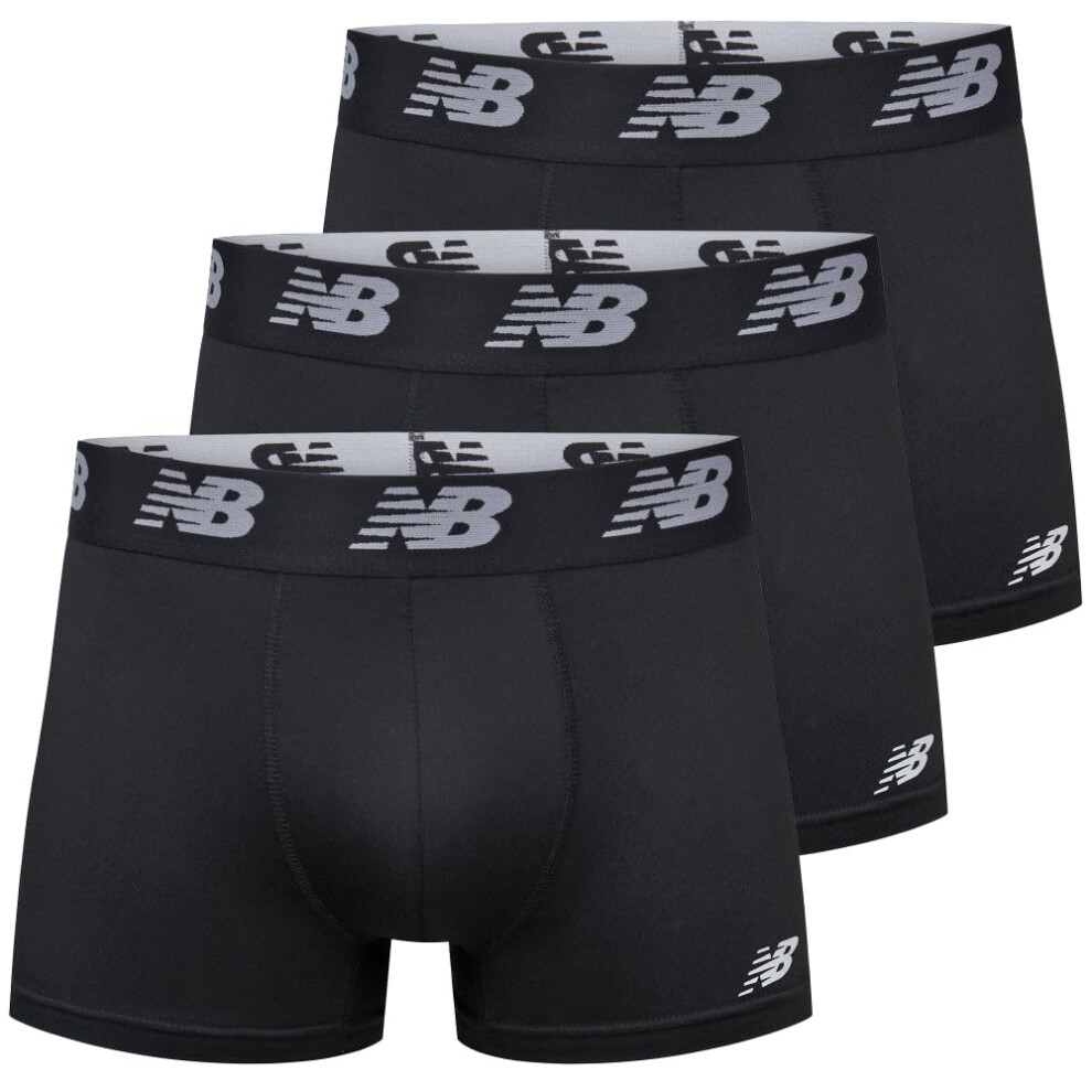 New Balance Men's 3"" Boxer Brief No Fly  with Pouch  3-Pack  Black/Bl