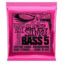 Corde per basso Ernie Ball Super Slinky Nickel Wound a 5 corde, calibro 40-125 (P02824)