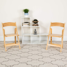 Flash Furniture 4 Pack HERCULES Series Natural Wood Folding Chair with