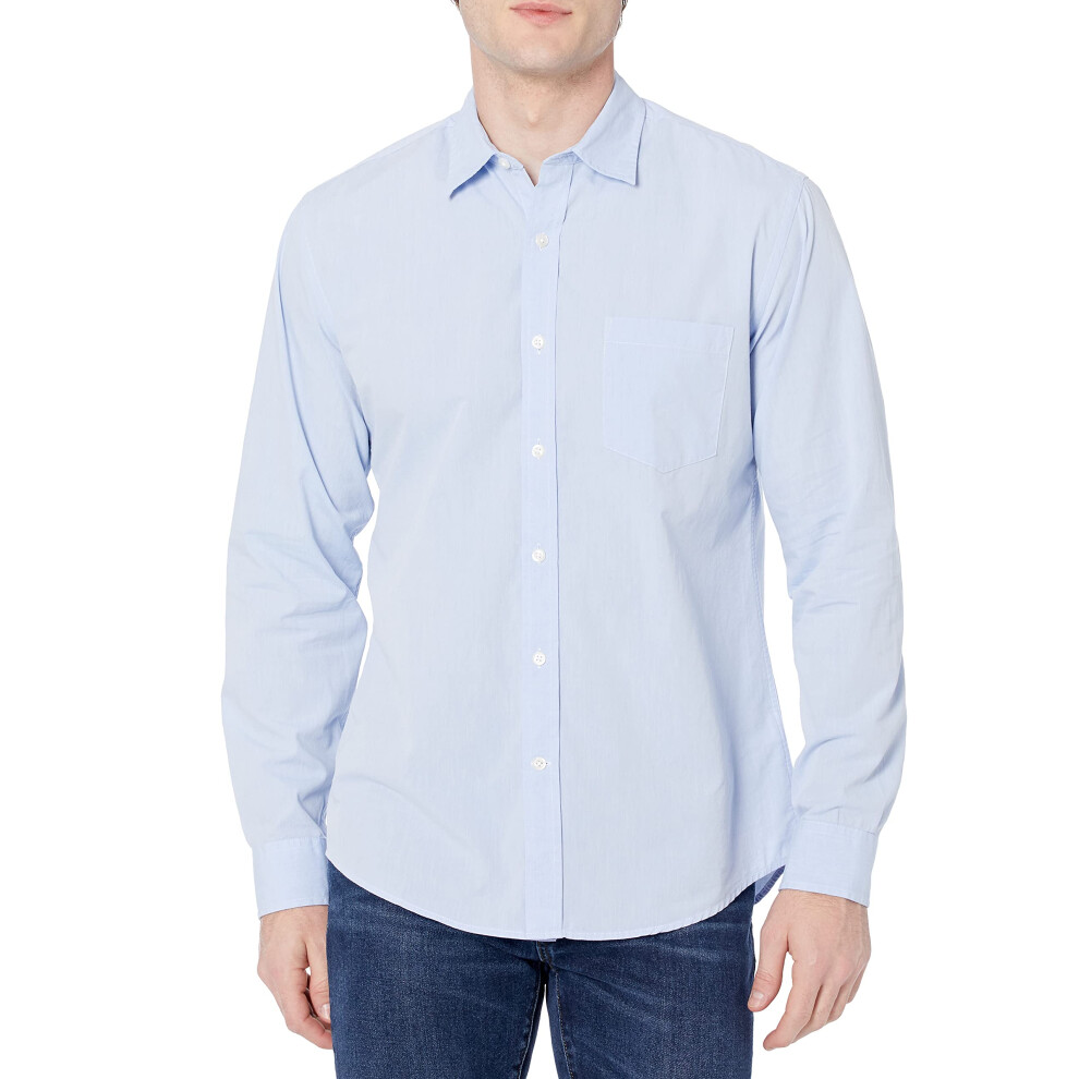 Amazon Essentials Men's Regular-Fit Long-Sleeve Casual Poplin Shirt  L