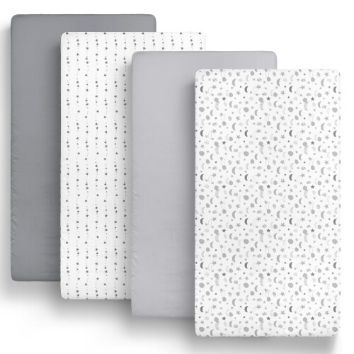 The Peanutshell Fitted Crib Sheets Set  Unisex 4 Pack Celestial Print