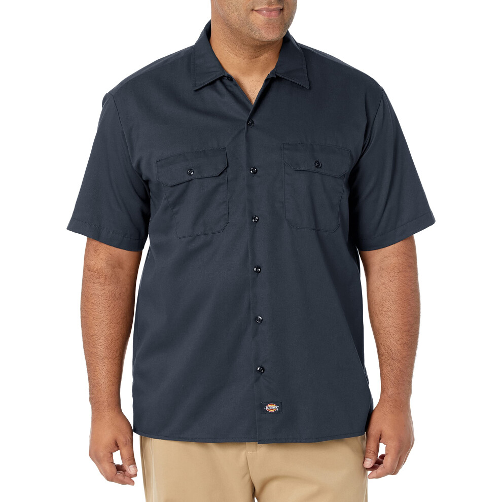 Dickies mens Short Sleeve Work Big and Tall Button Down Shirt  Dark Na