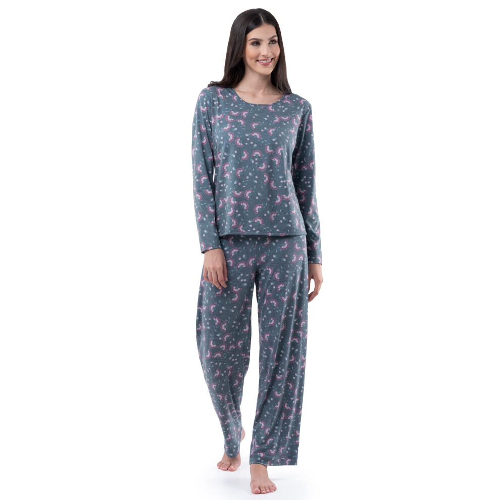 Fruit of the Loom Women's Long Sleeve Tee and Pant 2 Piece Sleep Set