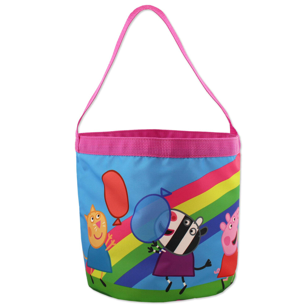 Peppa Pig Girls Collapsible Nylon Bucket Toy Storage Gift Tote Bag (On