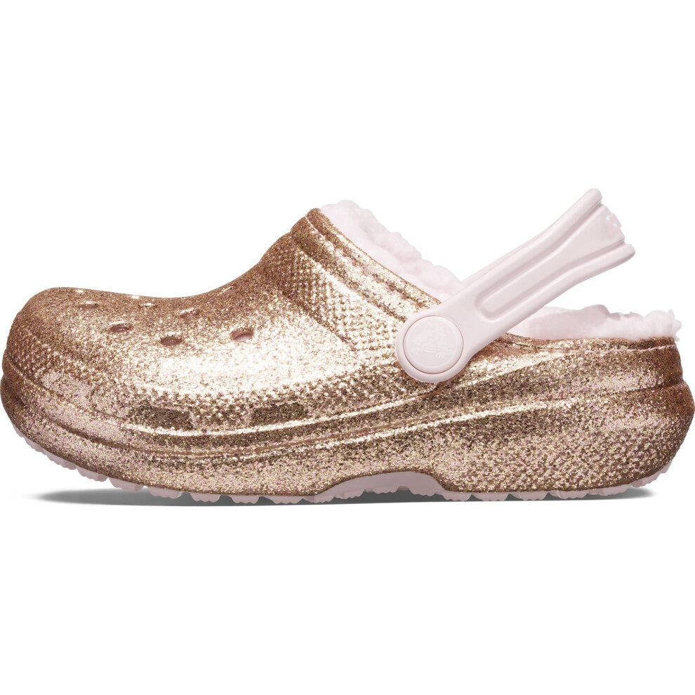 Crocs Classic Glitter Lined Clogs | Kids' Slippers  Gold/Barely Pink