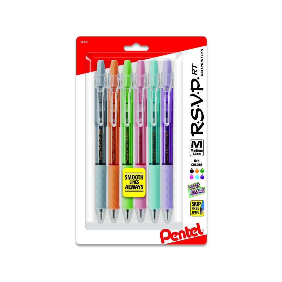 Pentel RSVP RT Pastel Barrel  Retractable Ballpoint Pen  (1.0mm) Med