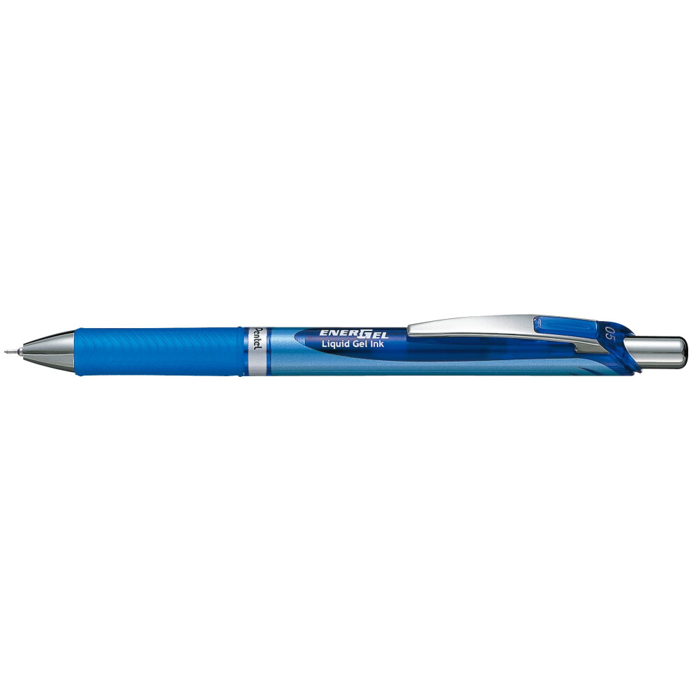 Pentel Energel Knock Ballpoint Pen  0.5mm Needle Tip  Blue Ink with Bl