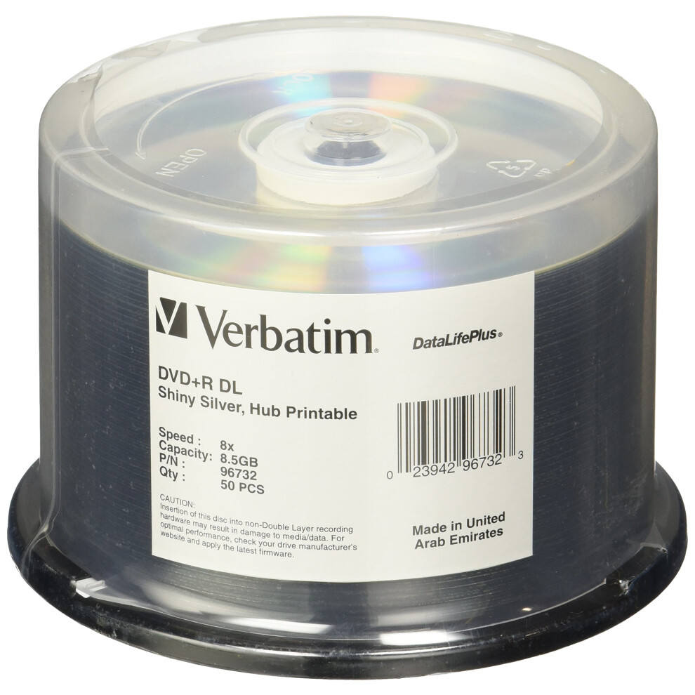 Verbatim DVD+R DL 8.5GB 8X DataLifePlus Shiny Silver Silk Screen Print