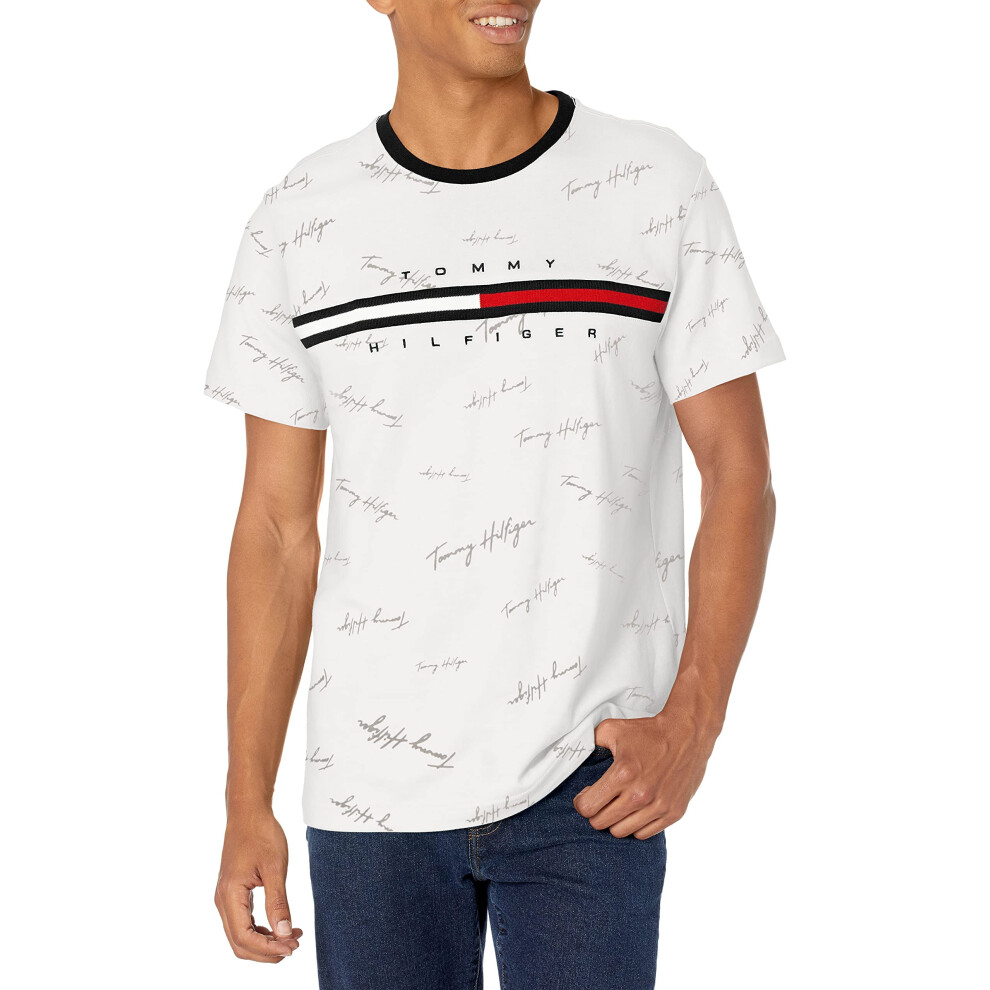 Tommy Hilfiger mens Short Sleeve Logo T-shirt T Shirt  Script Tino Bri