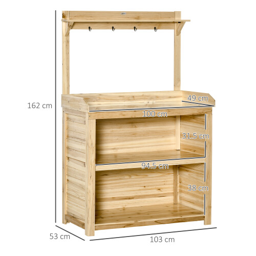Outsunny Outsunny Potting Bench Table Workstation w/ Galvanized Tabletop, Storage Shelf 1