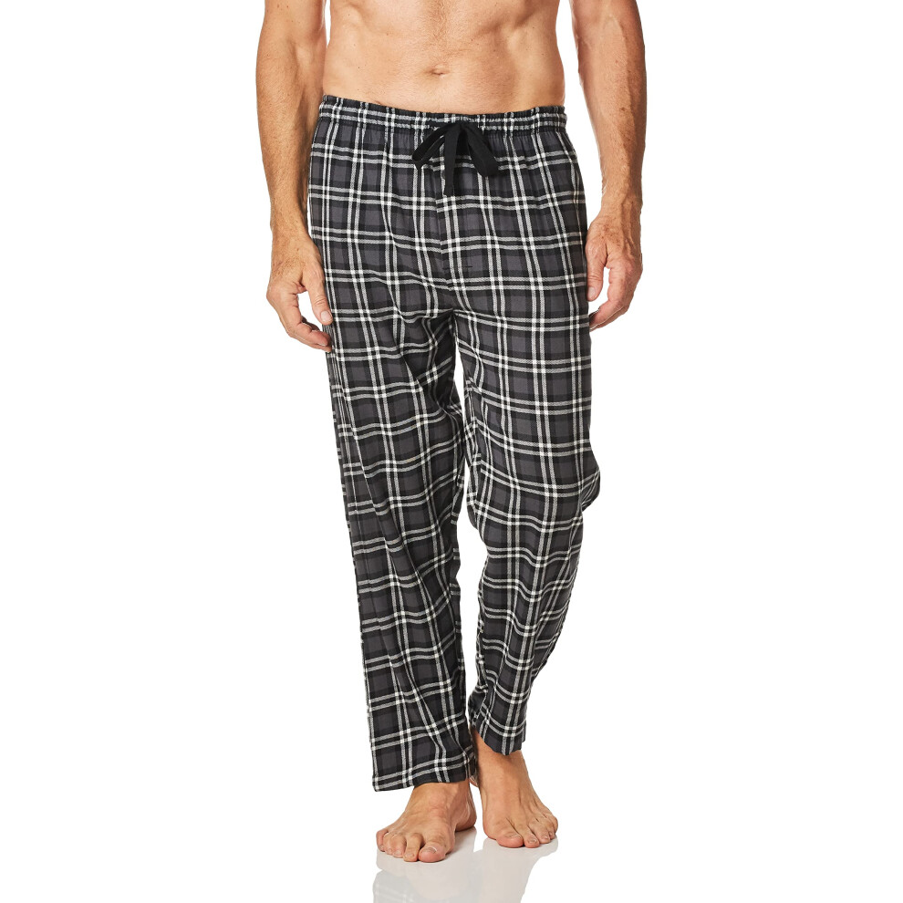 Fruit of the Loom mens Yarn-dye Woven Flannel Pant Pajama Bottom  grey