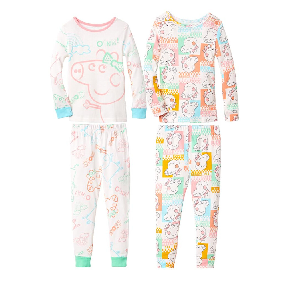 Peppa Pig Girls' Toddler 4 Piece Cotton Long Sleeves and Pajama Pants