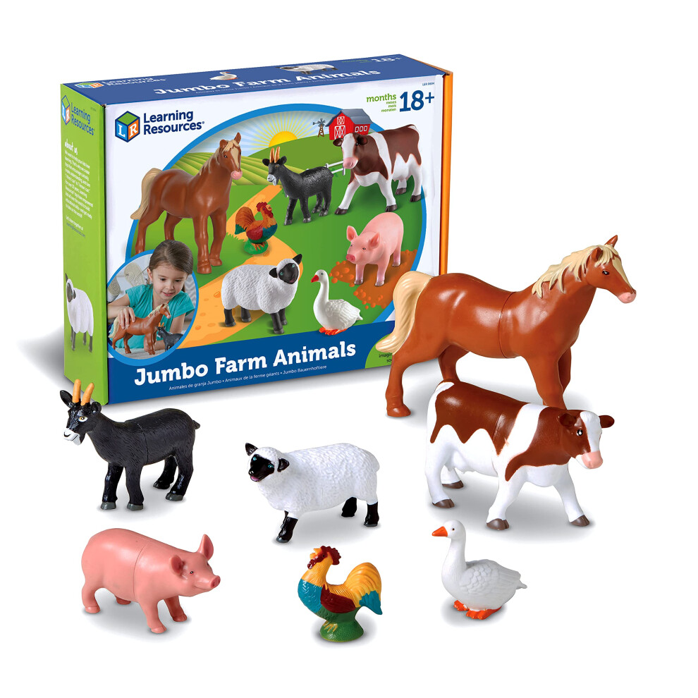 Learning Resources Jumbo Farm Animals Animal Toy Set For Toddlers 7