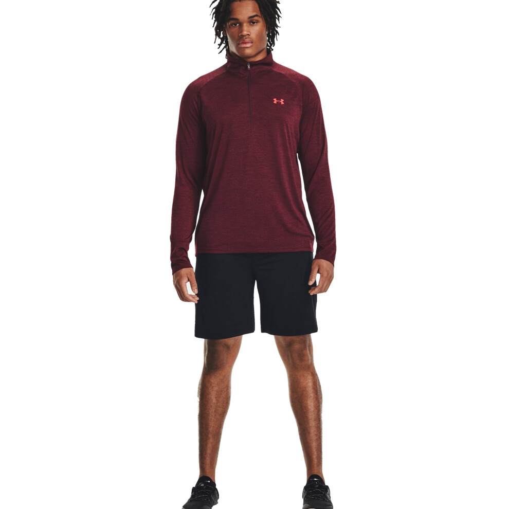 Under Armour Mens Tech 20 12 Zip-Up T-Shirt   (603) Dark Maroon  cordo