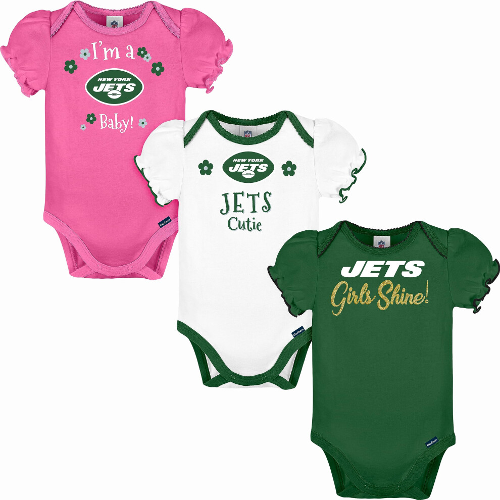 NFL New York Jets 3 Pack Short Sleeve Bodysuit  Green/White/Pink New Y