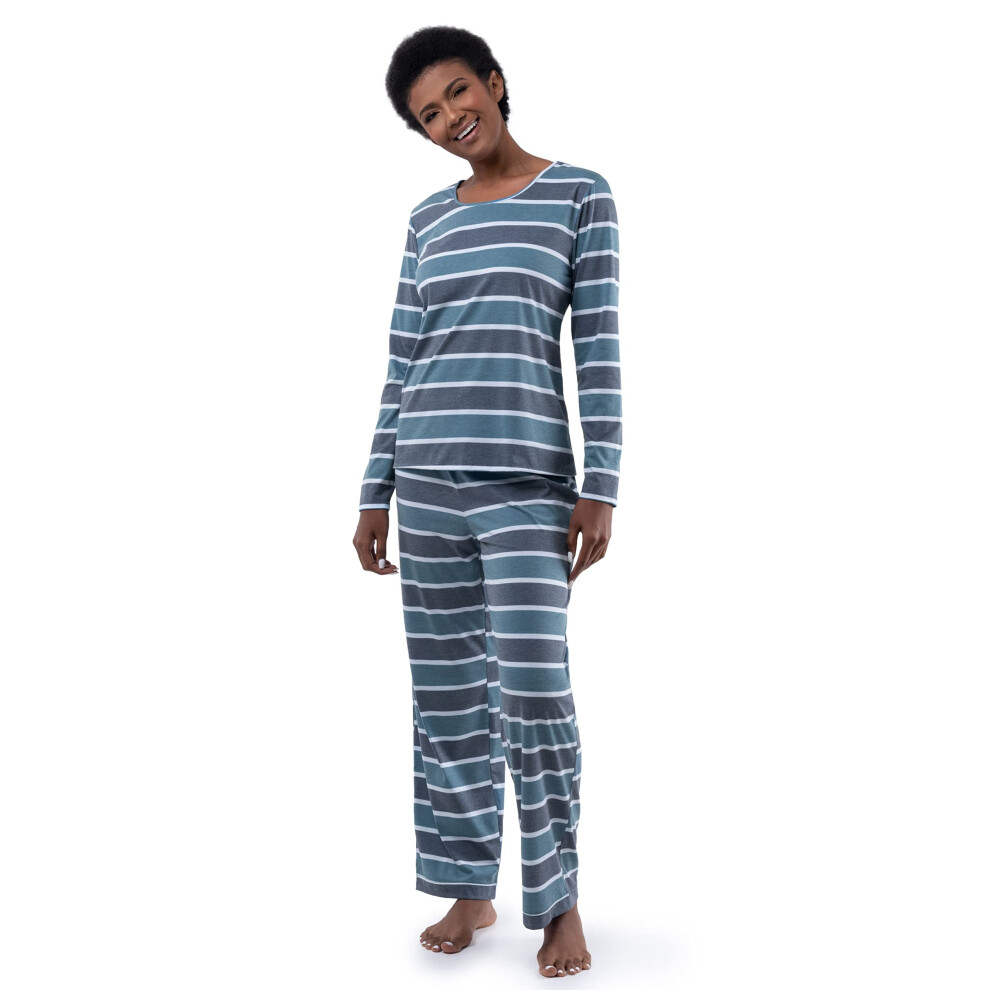 Fruit of the Loom Women's Long Sleeve Tee and Pant 2 Piece Sleep Set