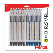 Pentel RSVP Kugelschreiber - 1.0mm - 12er Pack (6 Schwarz & 6 Blau)