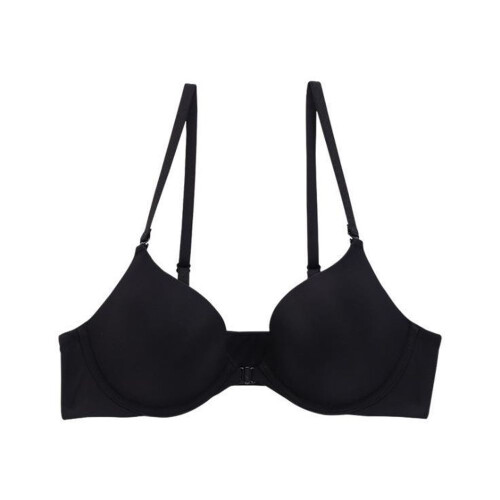 (Black, 36A/80A) Seamless underwear women's front-button soft steel ...