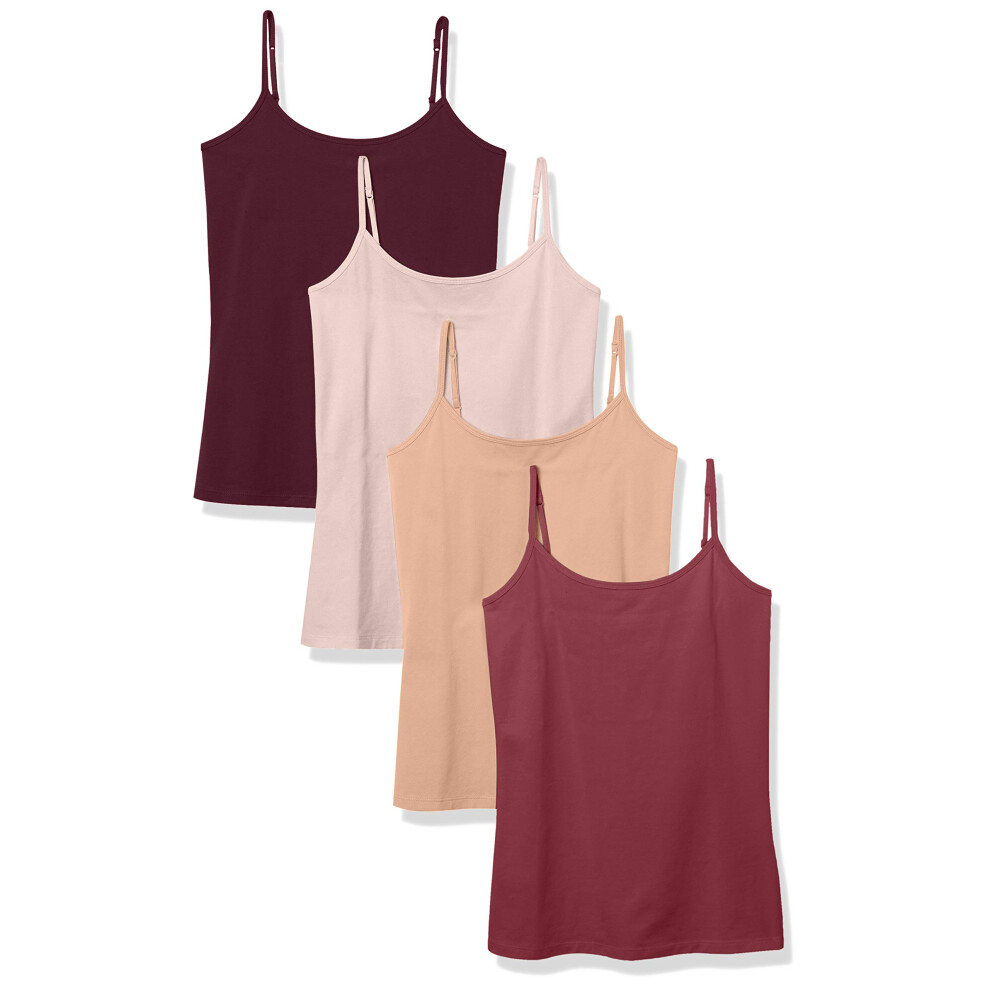 Amazon Essentials Women's Slim-Fit Camisole  Pack of 4  Burgundy/Mauve