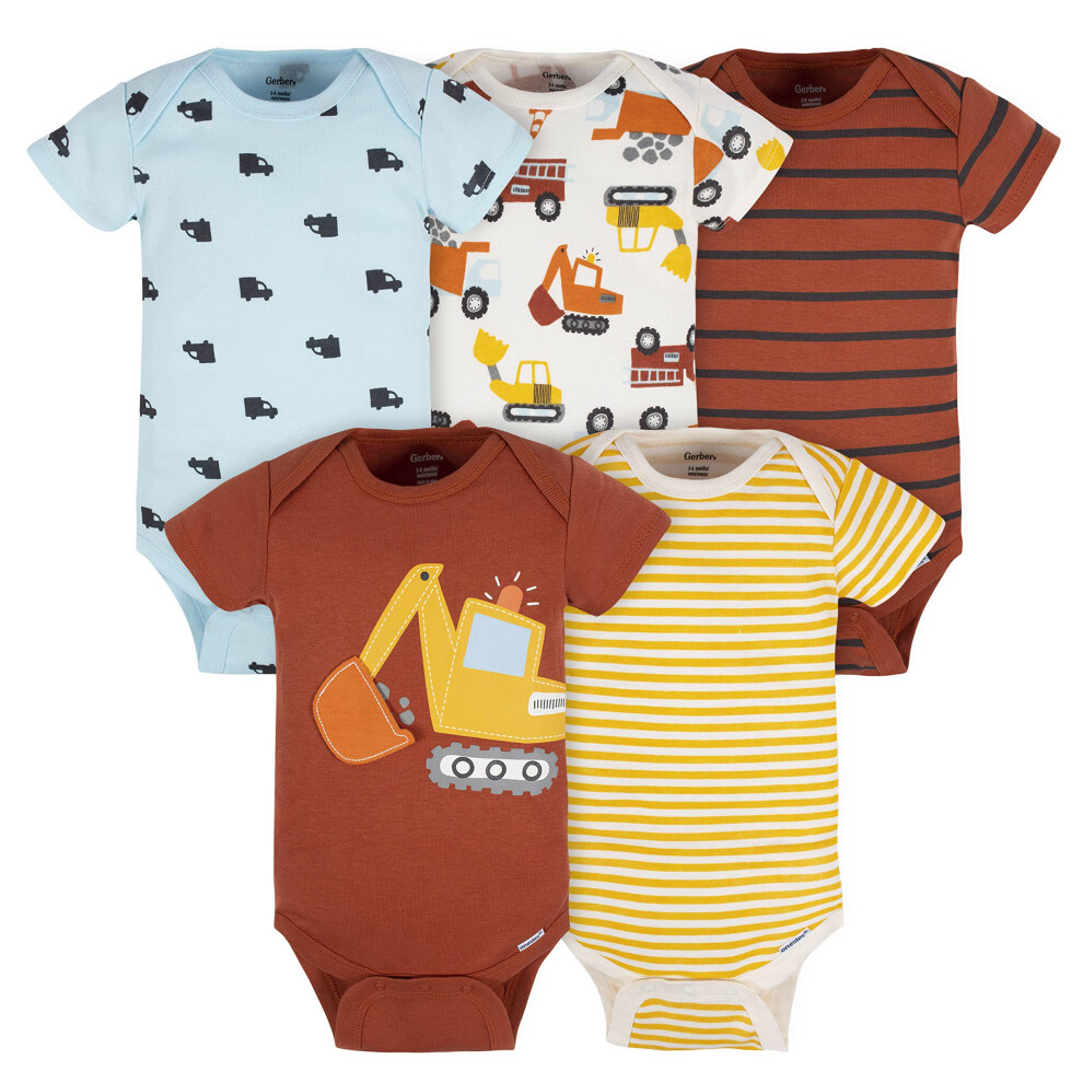 gerber Baby Boys 5-Pack Short Sleeve Variety Onesies Bodysuits Transpo