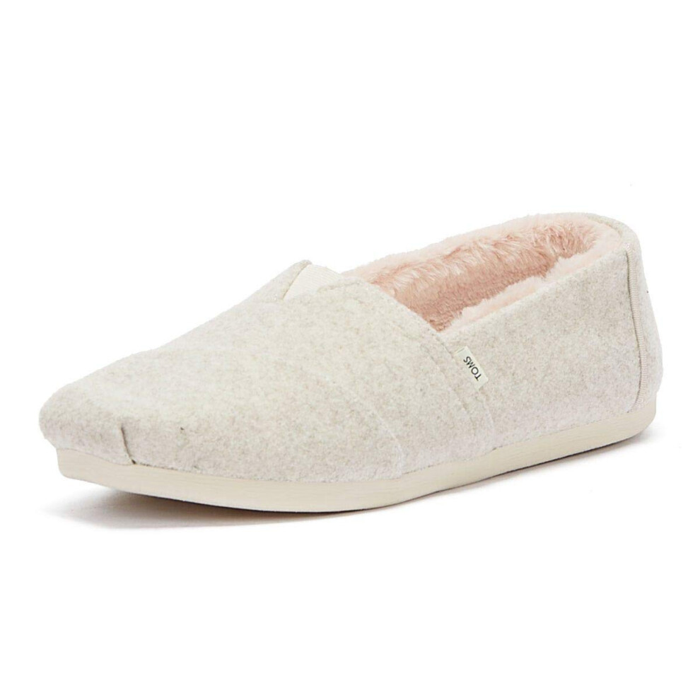 TOMS Women's Alpargata Felt Faux Fur Lined Slip On Shoe Natural Two To