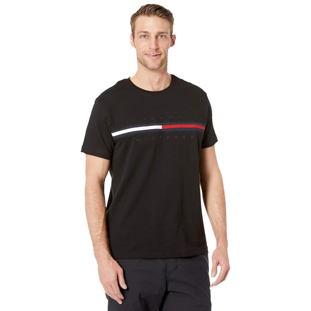 Tommy Hilfiger Mens Short Sleeve Signature Stripe graphic T-Shirt  The