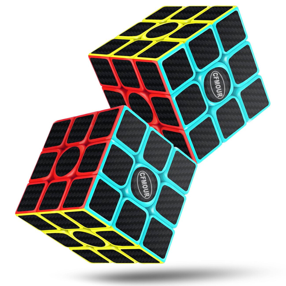 Cube de vitesse 3x3x3 Magic en fibre de carbone, autocollant, version am   lior   e, noir - Lot de 2