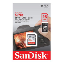 SanDisk Ultra 16 GB, Class 10 SDHC memriakrtya 80 MB/S-ig - SDSDUN-008G-G46 [legjabb verzi]