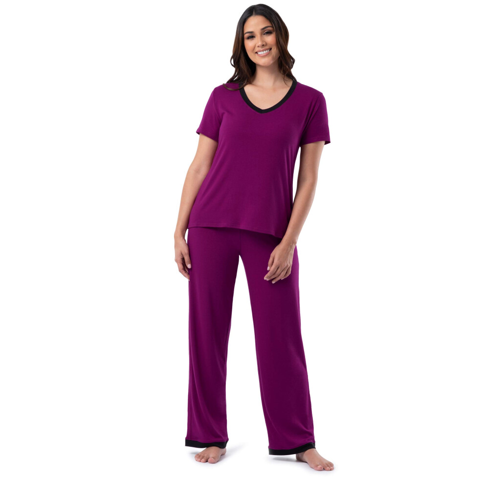 Fruit of the Loom Women's Short Sleeve Tee and Pant 2 Piece Sleep Paja