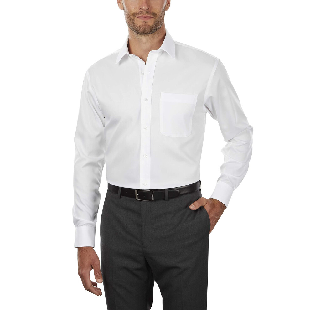 Tommy Hilfiger mens Regular Fit Non Iron Solid Dress Shirt  White  185