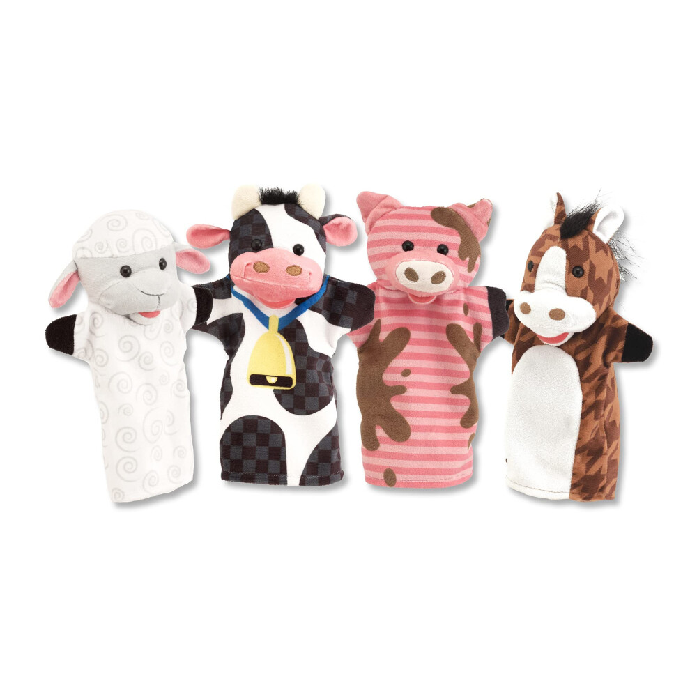 Melissa & Doug Farm Friends Hand Puppets (Set of 4) - Cow  Horse  Shee