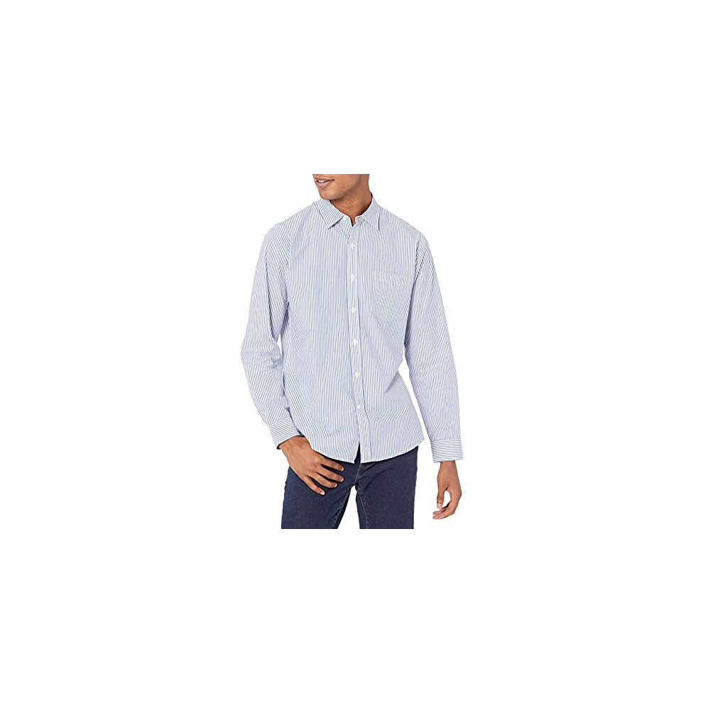 Amazon Essentials Mens Regular-Fit Long-Sleeve casual Poplin Shirt  Wh