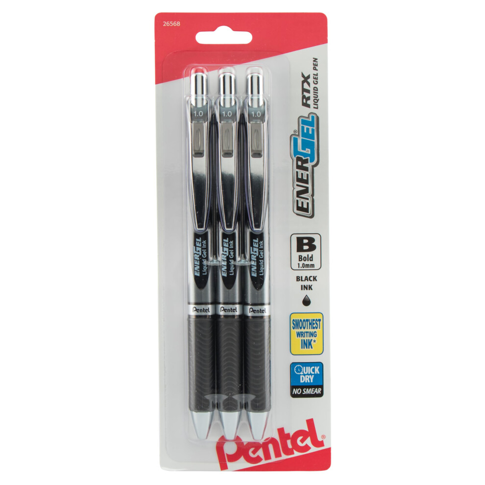 Pentel EnerGel RTX Retractable Liquid Gel Pen  Bold Line  Metal Tip  B