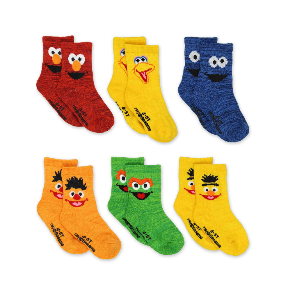 Sesame Street Elmo Baby Toddler Boys Girls 6 Pack Crew Socks with Grip